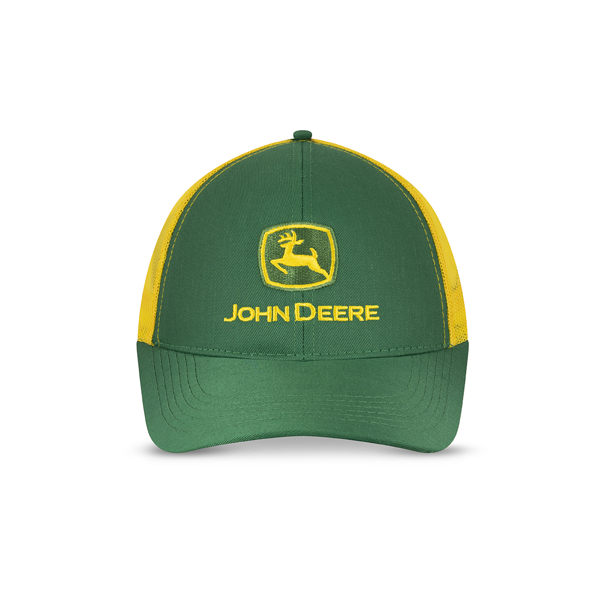John Deere Gorra de camionero con parte trasera de malla amarilla y verde  de color clásico para hombre, Verde