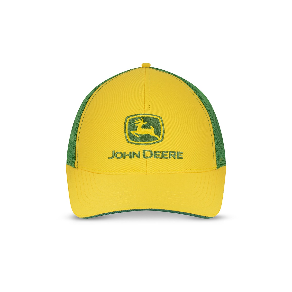 John Deere Gorra de camionero con parte trasera de malla amarilla y verde  de color clásico para hombre, Verde